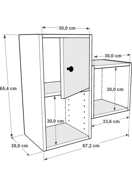 Kitaplikli Kapakli Duvar Rafi Beyaz 70 cm DVR-1047-Ç fiyatları