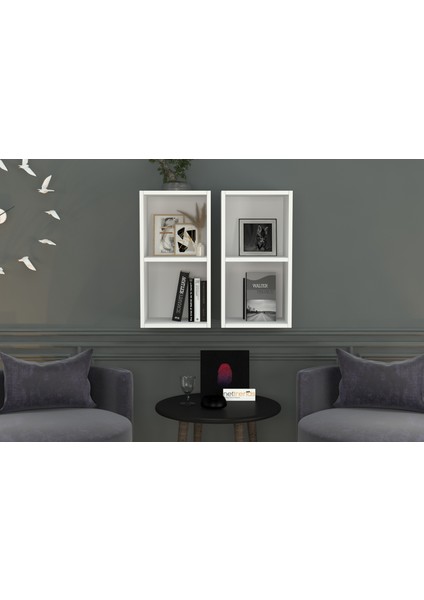 Kitaplikli Duvar Rafi Beyaz 70 cm DVR-1049