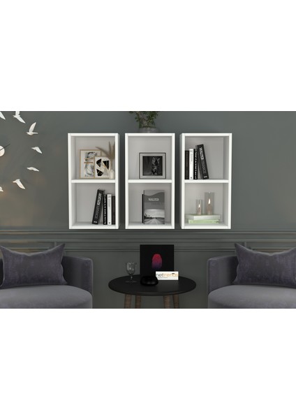 Kitaplikli Rafli Duvar Rafi Beyaz 100 cm DVR-1056