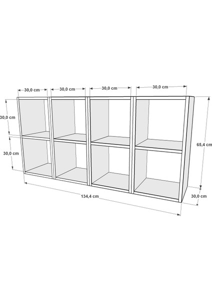 Kitaplikli Rafli Duvar Rafi Beyaz 135 cm DVR-1063 modelleri