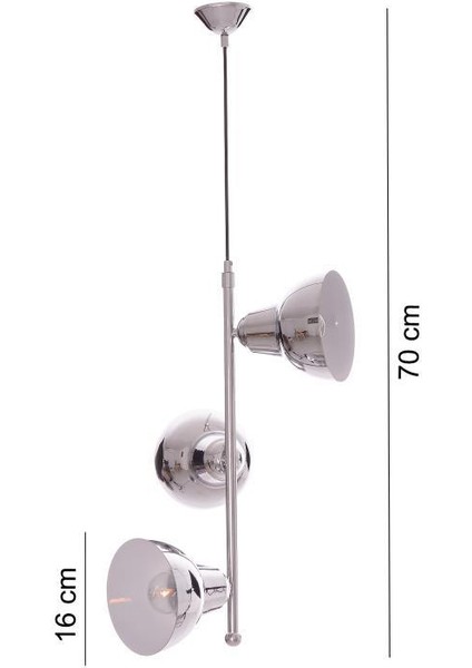 Lav 3'lü Krom Boy Sarkıt Avize