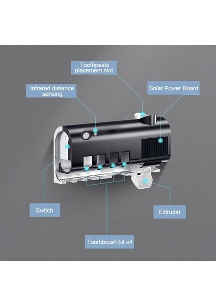 Güneş Enerjisi Uv Diş Fırçası Tutucu Duvar Diş Fırçası Sterilizatör Otomatik Diş Macunu Dispenseri Sıkacağı Banyo Aksesuarları (Yurt Dışından) modelleri