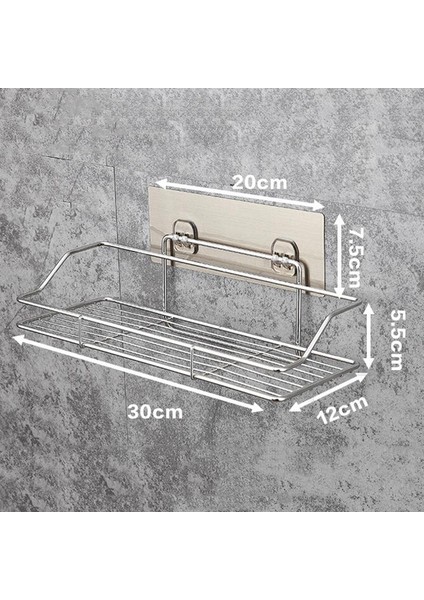 Paslanmaz Çelik Banyo Depolama Rafı Punch-Free Mutfak Banyo Tuvalet Duvar Asılı Depolama Rafı (Yurt Dışından)
