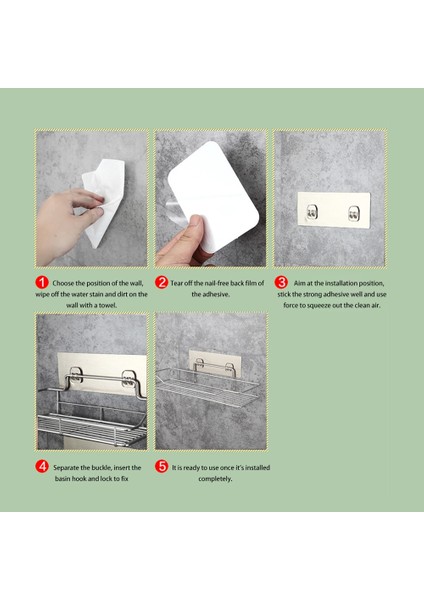 Paslanmaz Çelik Banyo Depolama Rafı Punch-Free Mutfak Banyo Tuvalet Duvar Asılı Depolama Rafı (Yurt Dışından)