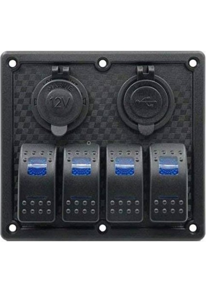 Sigorta (Swıtch) Panel 4 Lü USB 12V - Tekne & Karavan