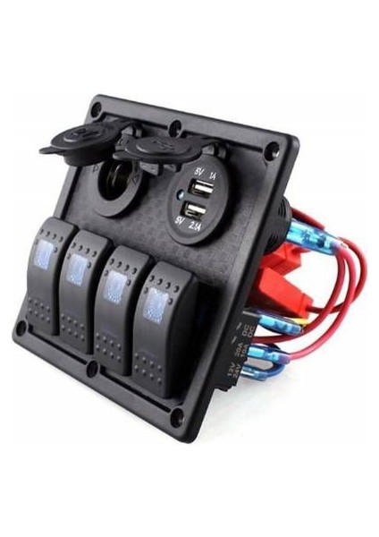 Sigorta (Swıtch) Panel 4 Lü USB 12V - Tekne & Karavan