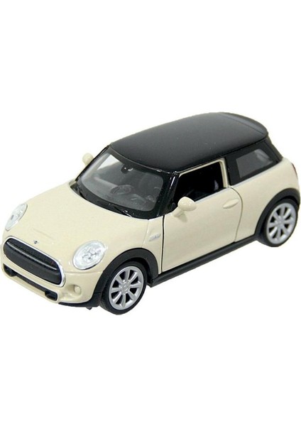 Çek Bırak Metal Mini Cooper Çocuk Araba Oyuncak 12 cm Krem