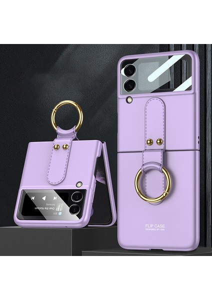 Samsung Galaxy Z Flip3 Tam Koruyucu Yüzük Tutuculu Telefon Kılıfı - Mor (Yurt Dışından) fırsatları