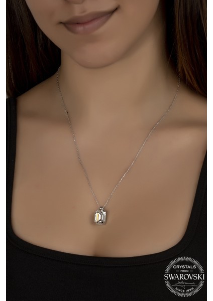 Union Swarovski Crystal Kadın Octagon Gümüş Kolye
