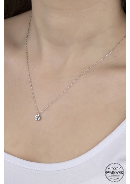 Union Swarovski Zirconia Kadın Tektaş Gümüş Kolye