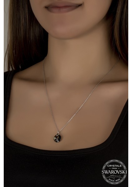 Union Swarovski Crystal Kadın 12 mm Iris Green Yuvarlak Gümüş Kolye