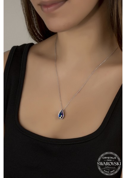 Union Swarovski Crystal Kadın Damla Zirconia Gümüş Kolye
