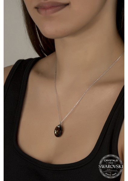 Union Swarovski Crystal Kadın Green Oval Zirconia Gümüş Kolye