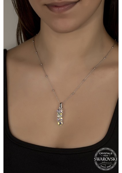 Union Swarovski Crystal Kadın Shine Salkım Gümüş Kolye