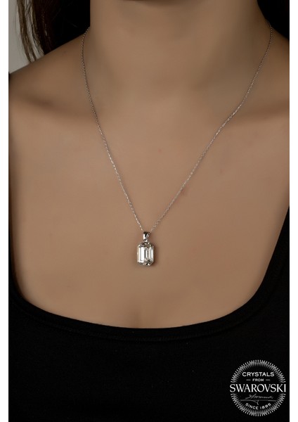 Union Swarovski Crystal Kadın Octagon Gümüş Kolye