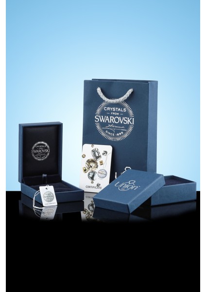 Union Swarovski Crystal Kadın Büyük Parlak Octagan Gümüş Kolye