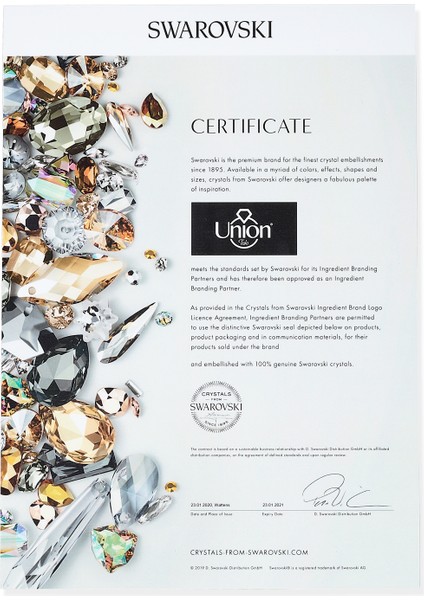 Union Swarovski Crystal Kadın Büyük Parlak Octagan Gümüş Kolye