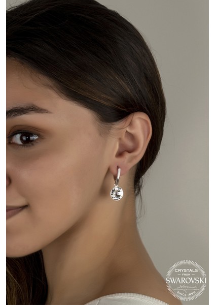 Union Swarovski Crystal Kadın Beyaz Sallantılı Gümüş Küpe