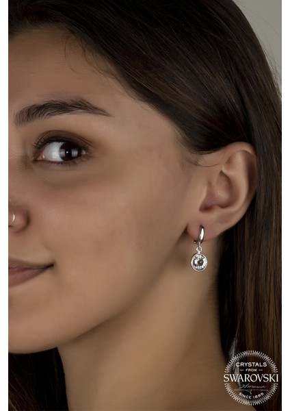 Union Swarovski Crystal Kadın Beyaz Sallantılı Gümüş Küpe