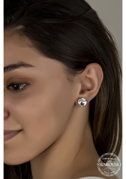Union Swarovski Crystal Kadın Ss Tırnaklı Çivili Gümüş Küpe