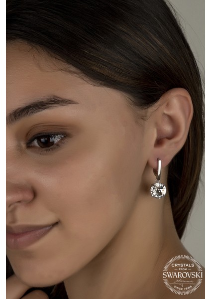 Union Swarovski Crystal Kadın Beyaz Zirconia Kadın Gümüş Küpe
