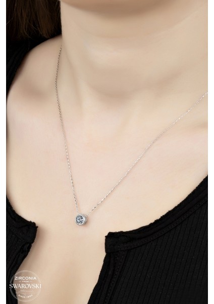Union Swarovski Zirconia Kadın Tektaş Gümüş Kolye