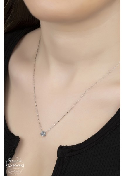 Union Swarovski Zirconia Kadın Tektaş Gümüş Kolye