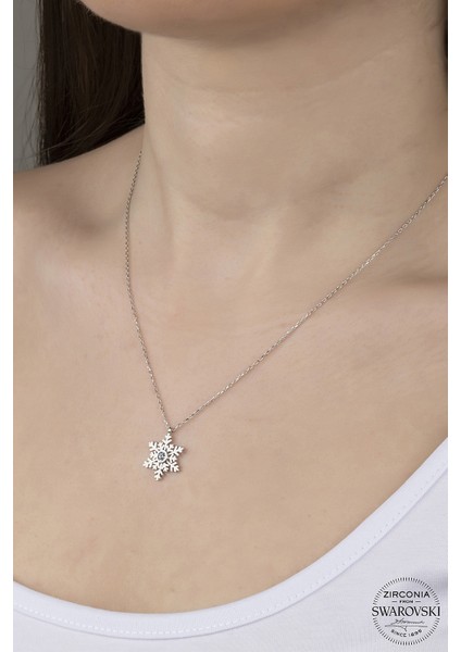 Union Swarovski Zirconia Kadın Kar Tanesi Gümüş Kolye