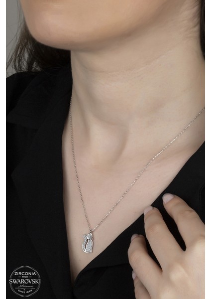 Union Swarovski Zirconia Kadın Kedi Gümüş Kolye