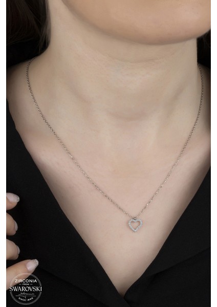 Union Swarovski Zirconia Kadın Kalp Gümüş Kolye