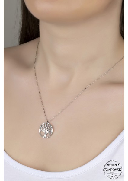 Union Swarovski Zirconia Kadın Hayat Ağacı Gümüş Kolye