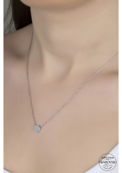 Union Swarovski Zirconia Kadın Pırlanta Montür Gümüş Kolye