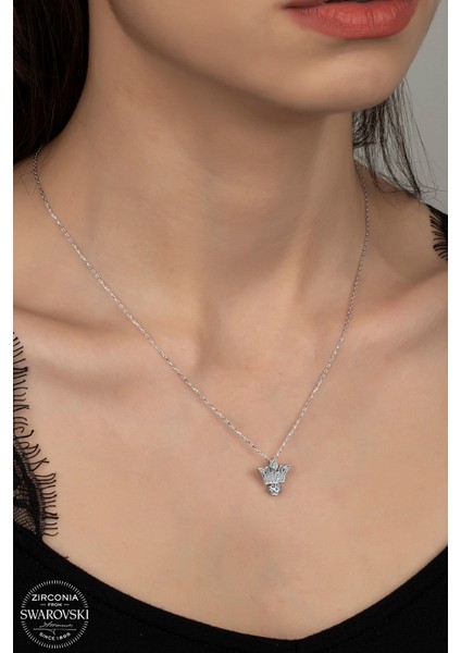 Union Swarovski Zirconia Kadın Pırlanta Montür Gümüş Kolye