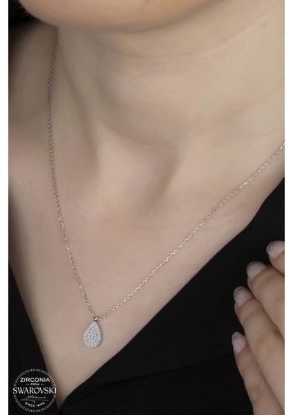 Union Swarovski Zirconia Kadın Damla Gümüş Kolye