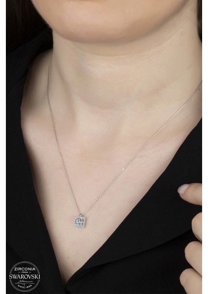 Union Swarovski Zirconia Kadın Pırlanta Montür Gümüş Kolye