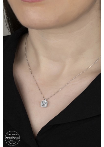 Union Swarovski Zirconia Kadın Pırlanta Montür Gümüş Kolye