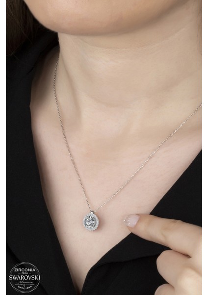 Union Swarovski Zirconia Kadın Pırlanta Montür Gümüş Kolye