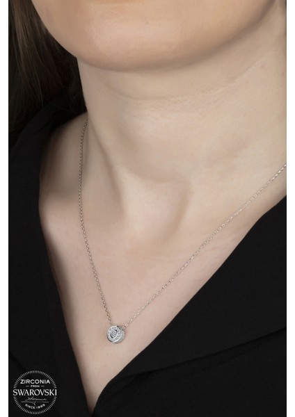 Union Swarovski Zirconia Kadın Pırlanta Montür Gümüş Kolye