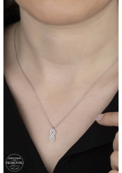 Union Swarovski Zirconia Kadın Infinity Gümüş Kolye