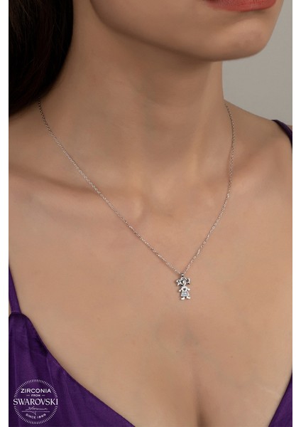 Union Swarovski Zirconia Kadın Kız Çocuğu Gümüş Kolye