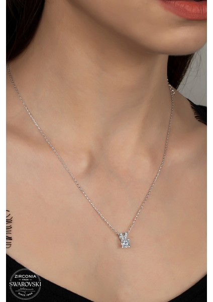 Union Swarovski Zirconia Kadın Pırlanta Montür Gümüş Kolye