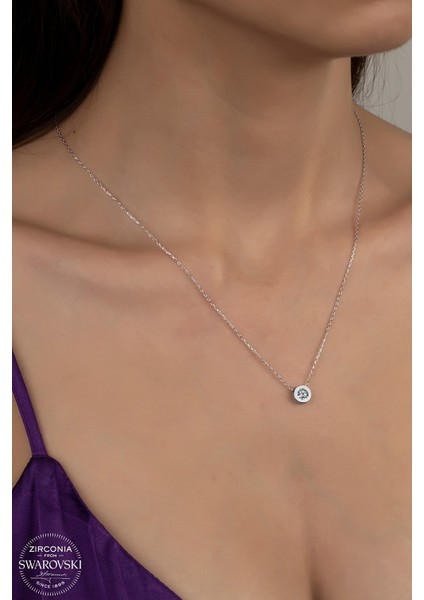 Union Swarovski Zirconia Kadın Pırlanta Montür Gümüş Kolye
