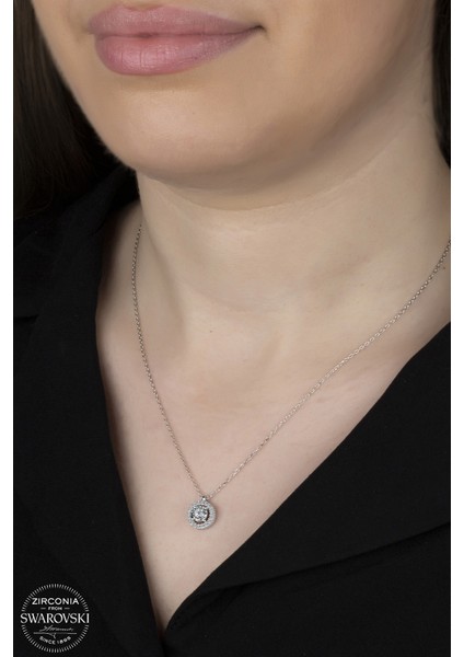 Union Swarovski Zirconia Kadın Pırlanta Montür Gümüş Kolye