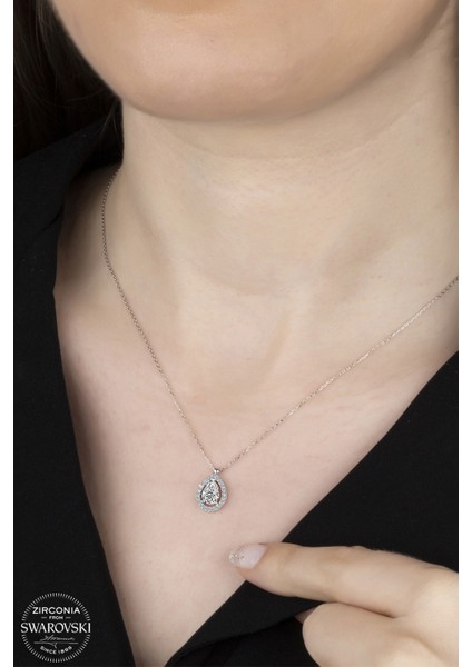 Union Swarovski Zirconia Kadın Damla Gümüş Kolye