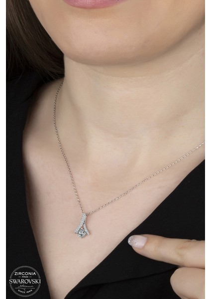 Union Swarovski Zirconia Kadın Y Pırlanta Montür Gümüş Kolye