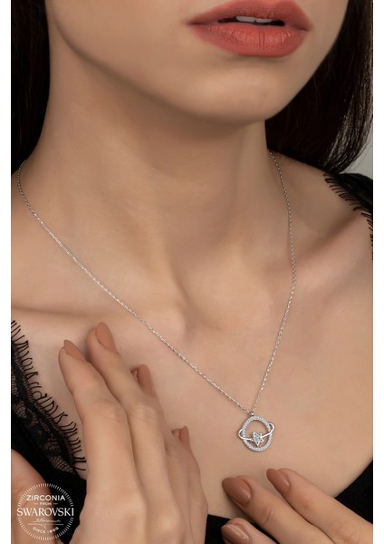 Union Swarovski Zirconia Kadın Gezegen Gümüş Kolye