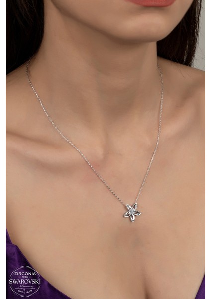 Union Swarovski Zirconia Kadın Çiçek Gümüş Kolye