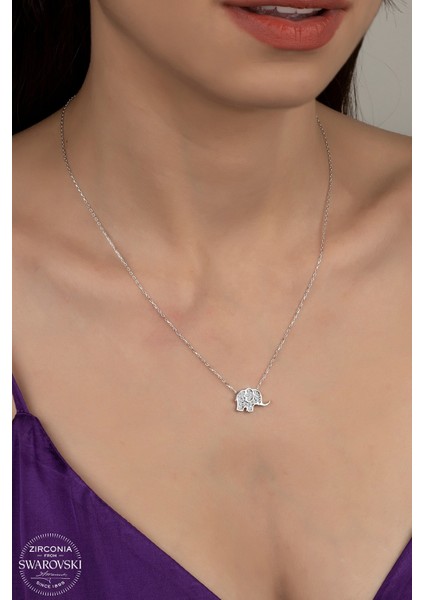 Union Swarovski Zirconia Kadın Fil Gümüş Kolye