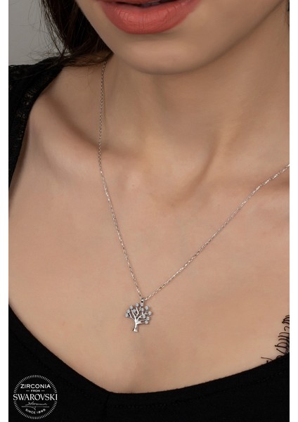Union Swarovski Zirconia Kadın Hayat Ağacı-2 Gümüş Kolye