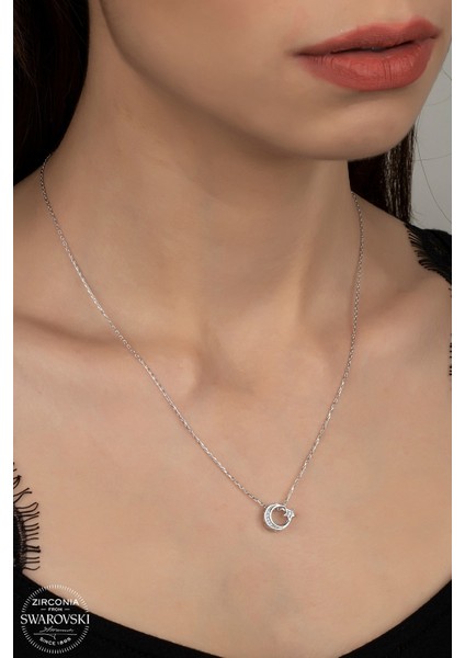 Union Swarovski Zirconia Kadın Türk Bayrağı Gümüş Kolye